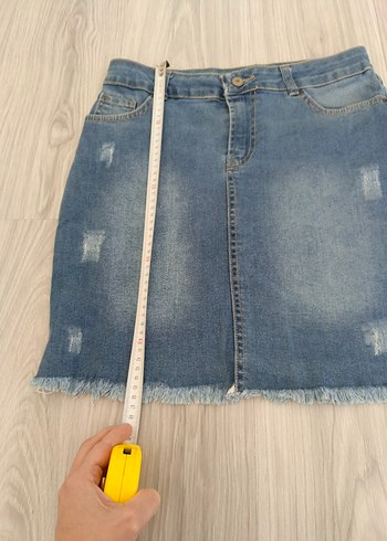 Ambar Kadın Mavi Mini Denim Kot Etek - Görsel 8
