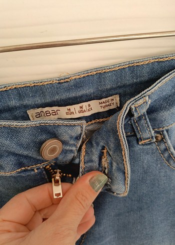 Ambar Kadın Mavi Mini Denim Kot Etek - Görsel 5