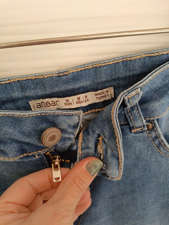 Ambar Kadın Mavi Mini Denim Kot Etek - Görsel 5