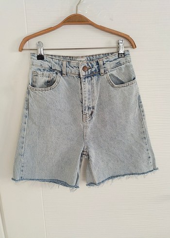 Gri Loose Fit Kadın Denim Mini Şort