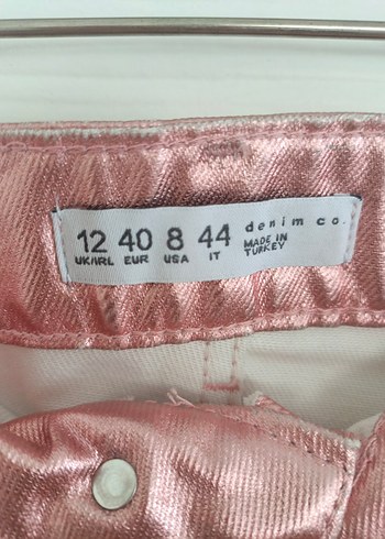 l Beden pembe Renk Marks&Spencer Metalik Mini Denim Etek