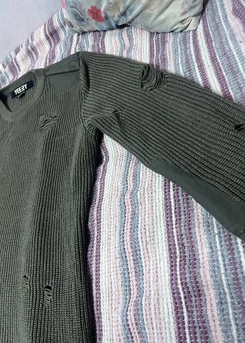 YEEZY Gri Kadın Örgü Triko Kazak - Görsel 3