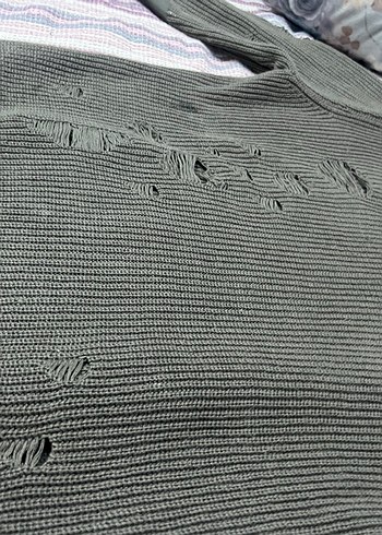 YEEZY Gri Kadın Örgü Triko Kazak - Görsel 2