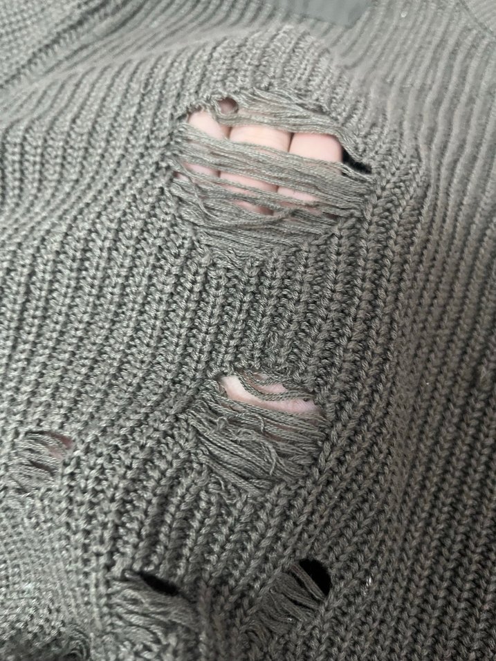 YEEZY Gri Kadın Örgü Triko Kazak - Görsel 5