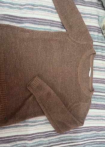 Kahverengi Örgü Kadın Kazak - Görsel 2
