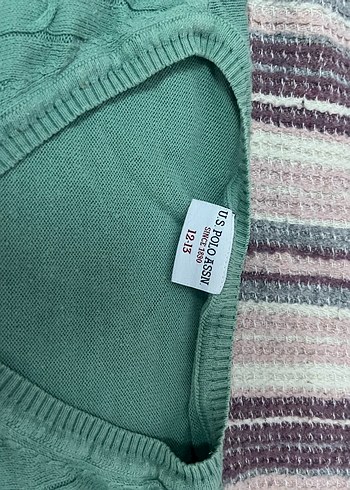 V Yaka Yeşil Örgü Kadın Kazak - Görsel 3