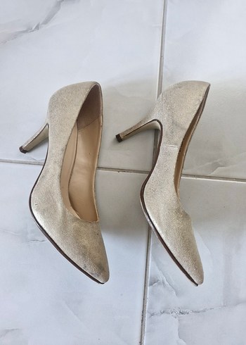 39 Beden Bej Süet Stiletto Kadın Topuklu Ayakkabı