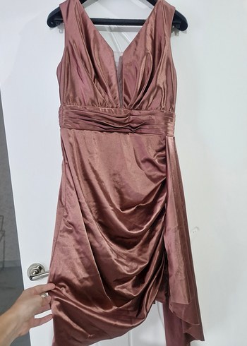 Drapeli V Yaka Mini Abiye Elbise - Görsel 7