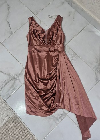 Drapeli V Yaka Mini Abiye Elbise - Görsel 9