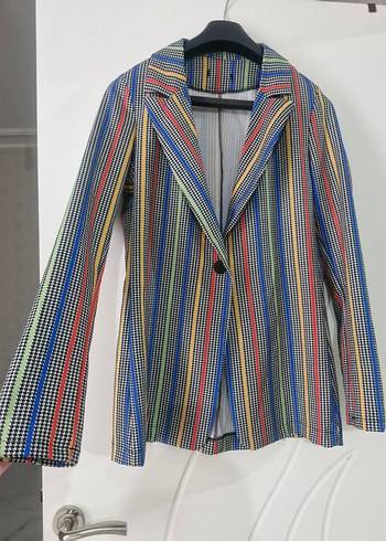 m Beden çeşitli Renk Çok Renkli Düğmeli Midi Kadın Blazer