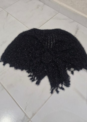 Zara Siyah Örgü Gotik Kadın Şal