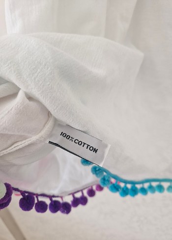 Püsküllü Renkli Pamuklu Pareo - Görsel 3