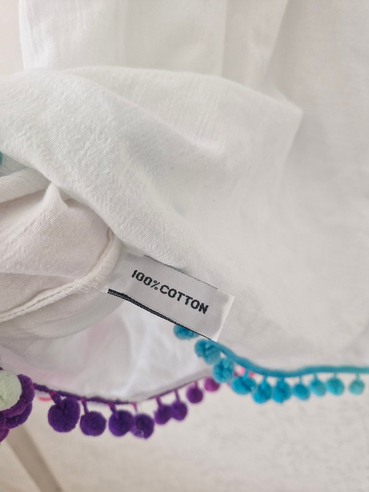 Püsküllü Renkli Pamuklu Pareo - Görsel 3