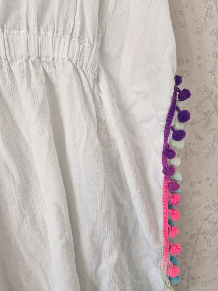 Püsküllü Renkli Pamuklu Pareo - Görsel 2