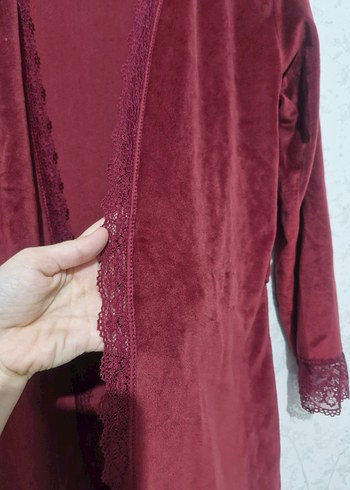 Bordo Kadın Bohem Uzun Kollu Sabahlık - Görsel 2