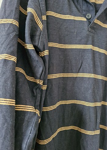 Erkek Lacivert Çizgili Uzun Kollu Polo Tişört - Görsel 4