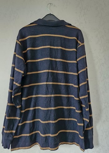 Erkek Lacivert Çizgili Uzun Kollu Polo Tişört - Görsel 5