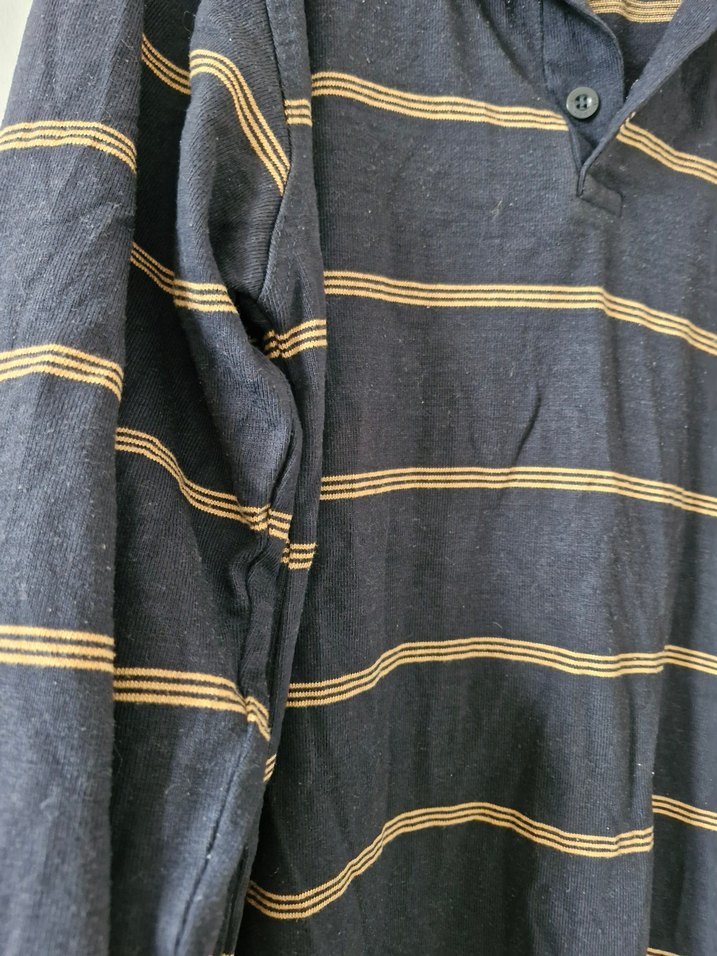 Erkek Lacivert Çizgili Uzun Kollu Polo Tişört - Görsel 4