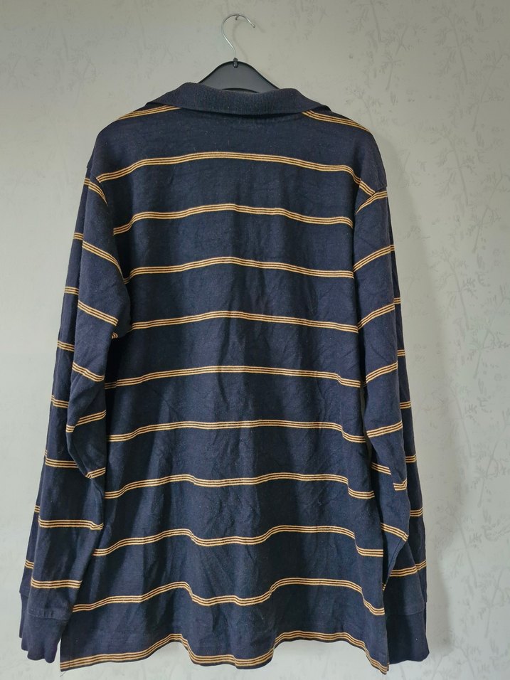 Erkek Lacivert Çizgili Uzun Kollu Polo Tişört - Görsel 5