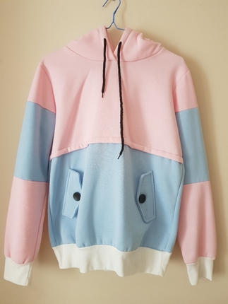 Kapsonlu Hoodie Pembe Mavi Beyaz Renklerde