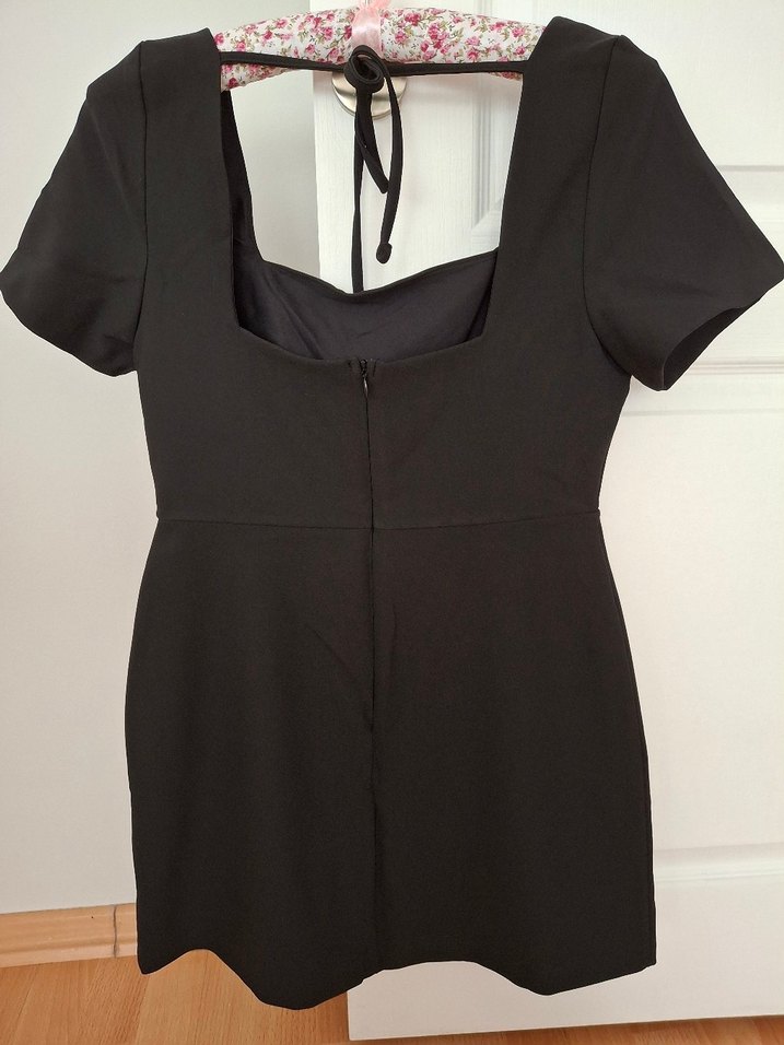 Siyah Drapeli elbise - Görsel 2