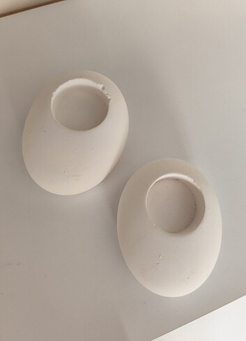 Taş görünümlü beton beyaz mumluk  - Görsel 3