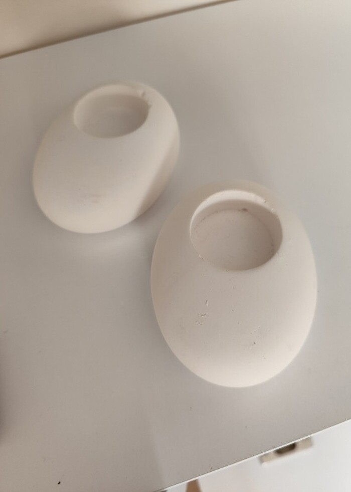 Taş görünümlü beton beyaz mumluk  - Görsel 2