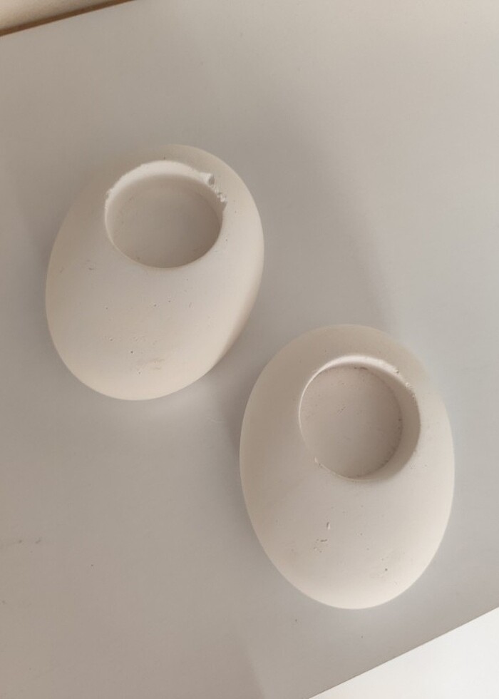 Taş görünümlü beton beyaz mumluk  - Görsel 3