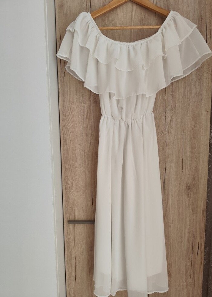 Carmen yaka fırfırlı elbise  - Görsel 3