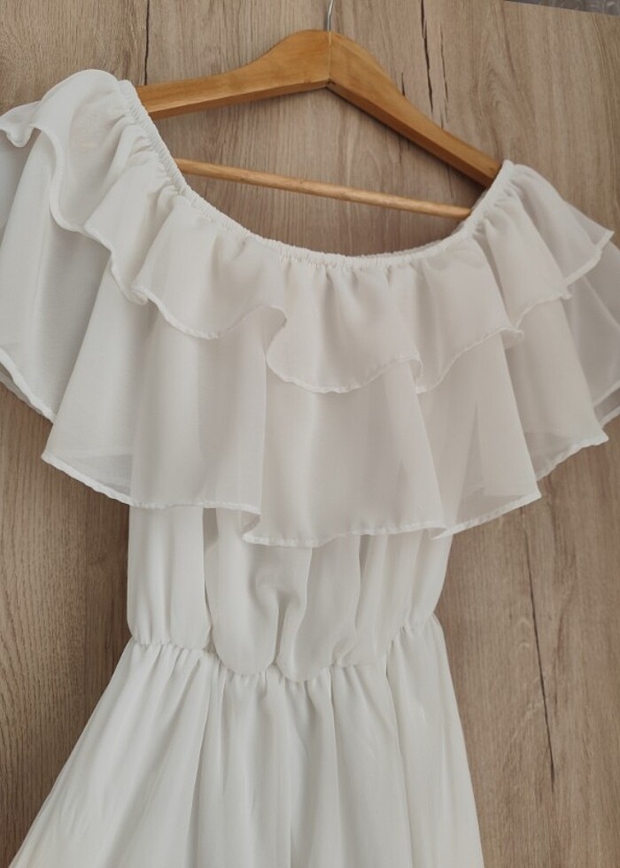 Carmen yaka fırfırlı elbise  - Görsel 4