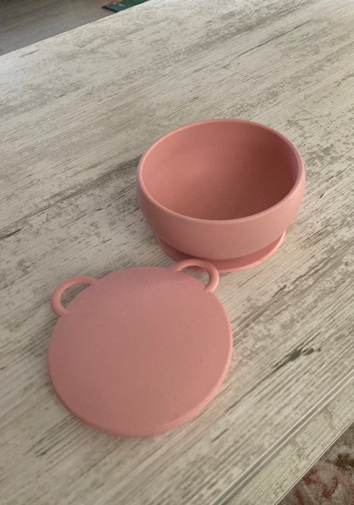 Pastel Pembe Çocuk Tabak ve Kapaklı Kase Seti - Görsel 3