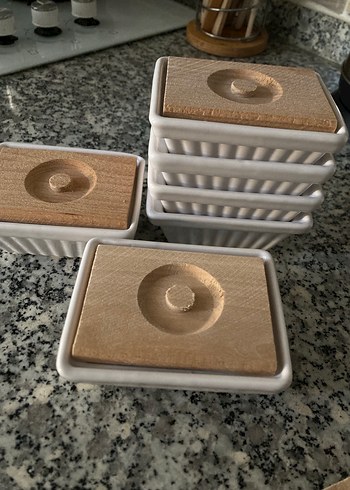 Ahşap Kapaklı Beyaz Saklama Kabı Seti - Görsel 3