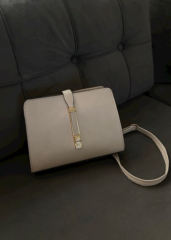 Krem rengi Deri Kadın Çanta Tokalı - Görsel 3