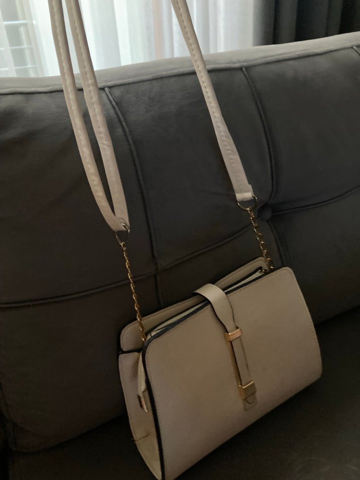 Krem rengi Deri Kadın Çanta Tokalı - Görsel 2