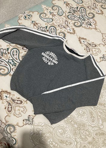 Gri Baskılı Kadın Sweatshirt - Görsel 2