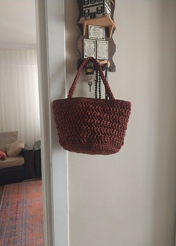 Zara Kahverengi Örgü Kadın Çanta