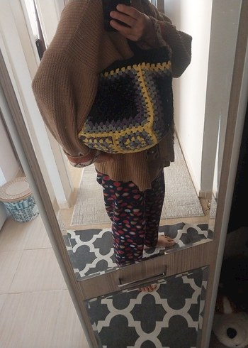 Renkli Örgü Bohem Kadın Çanta - Görsel 6