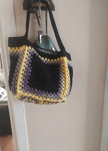 Renkli Örgü Bohem Kadın Çanta - Görsel 7