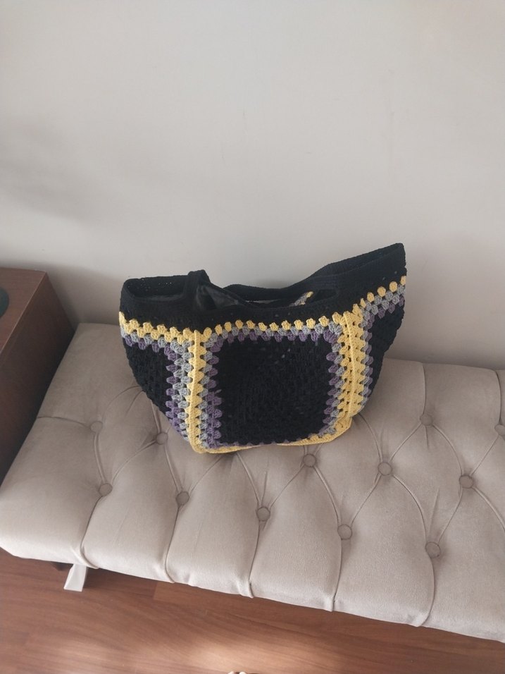 Renkli Örgü Bohem Kadın Çanta - Görsel 3