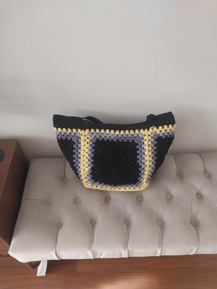 Renkli Örgü Bohem Kadın Çanta - Görsel 2