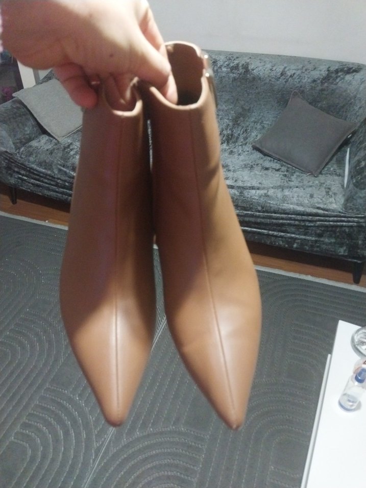 Kahverengi Süet Stiletto Topuklu Kadın Bot - Görsel 5