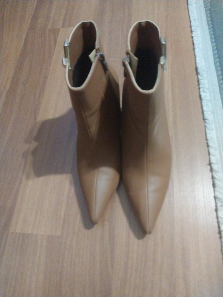 Kahverengi Süet Stiletto Topuklu Kadın Bot - Görsel 4