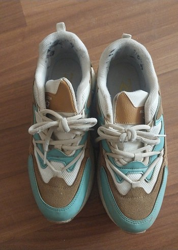 Turkuaz Bağcıklı Kadın Spor Ayakkabı - Görsel 7