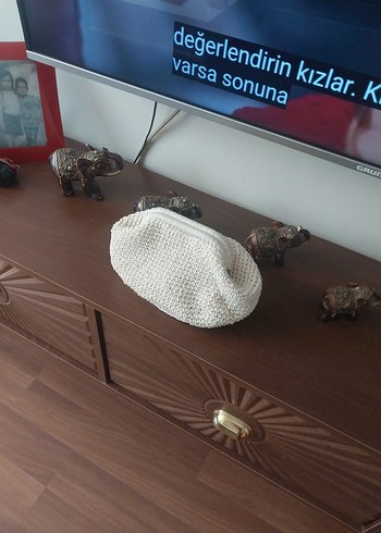 Beyaz Örgü Kadın Portföy Çanta - Görsel 7