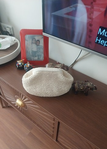 Beyaz Örgü Kadın Portföy Çanta - Görsel 6