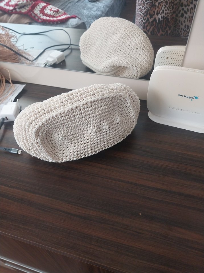 Beyaz Örgü Kadın Portföy Çanta - Görsel 5