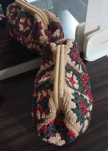 Nakışlı Örgü Bohem Kadın Portföy Çanta - Görsel 5