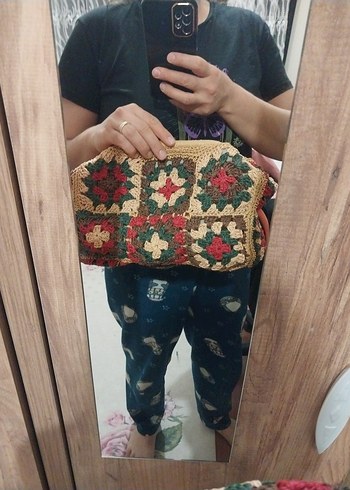 Nakışlı Örgü Bohem Kadın Portföy Çanta - Görsel 7