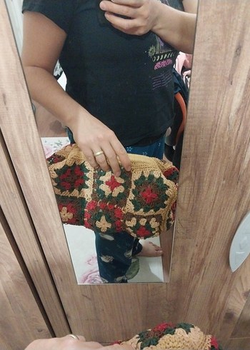 Nakışlı Örgü Bohem Kadın Portföy Çanta - Görsel 10