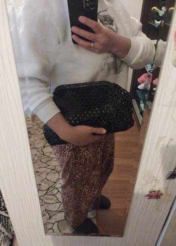 Boncuk İşlemeli Siyah Örgü Kadın Portföy Çanta - Görsel 7